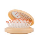 Mini foldable hair brush with cosmetic mirror with custom logo 