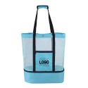 Mesh Beach Bag Tote w/ Insulated Cooler