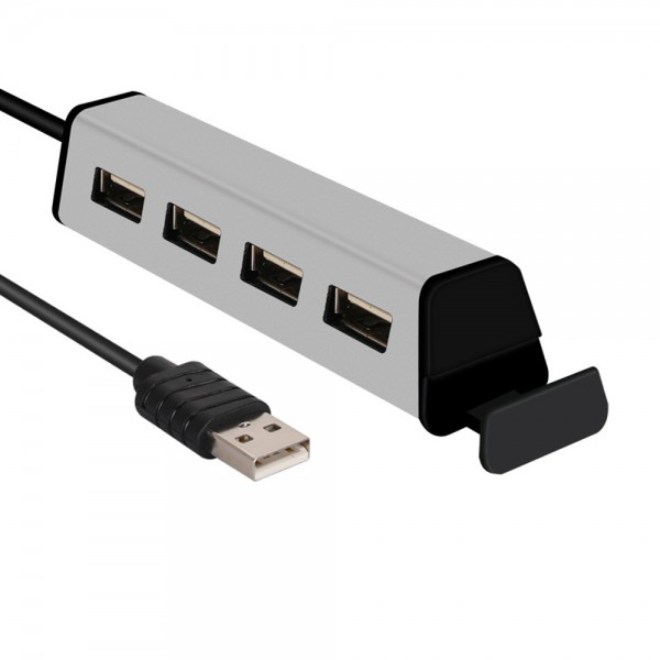 USB2.0 HUB aluminum alloy 4-port splitter With Phone Stand