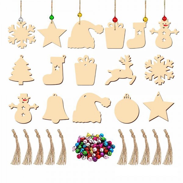 DIY Wooden Christmas Twines For Tree Hanging Ornaments Gift Tag