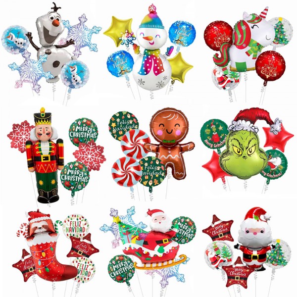 5PCS Christmas Mylar Balloon Set